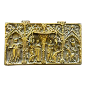 17th Century Gothic Style Bronze Reliquary Box With Repousse Figures
