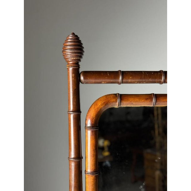 Brown Faux Bamboo Cheval Mirror, 1900s For Sale - Image 8 of 18