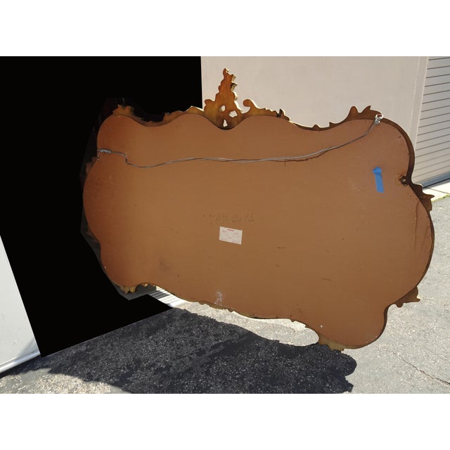 Vintage French Rococo Louis XV Gold Wall Mantle Mirror Scrolled Flourishes For Sale - Image 11 of 11