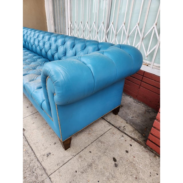 1960's Blue Chesterfield Sofa For Sale In Los Angeles - Image 6 of 12