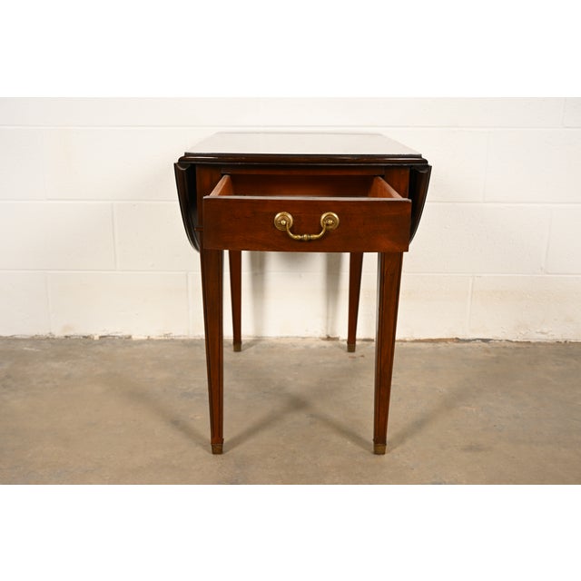 1970s Ethan Allen Georgian Cherry Wood Drop Leaf Pembroke Side Table, Circa 1970s For Sale - Image 5 of 16