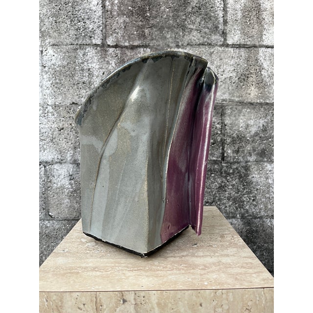 Large Post Modern Two Pieces Studio Pottery Vase. Circa 1980s For Sale - Image 12 of 18