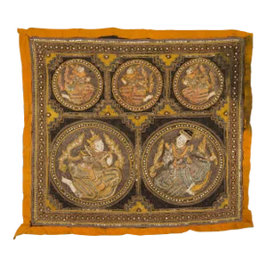Orange and Yellow Antique Tapestry with Sequins