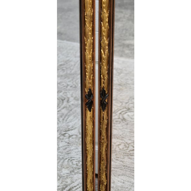 Gold Vintage French Carved Walnut Tri Fold Mirror W/Gold Highlights For Sale - Image 8 of 12