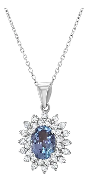 Tanzanite Diamond Pendant 1.04cttw 14k White Gold