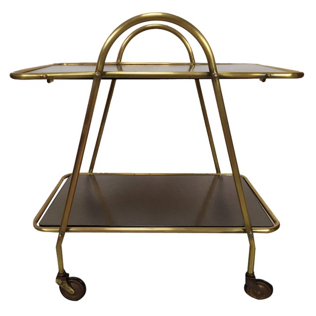 Vintage Brass Bar Trolley, 1950s For Sale