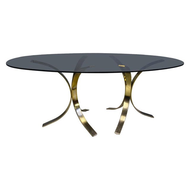Vintage Brass Oval Glass Dining Table, 1970s For Sale - Image 10 of 10