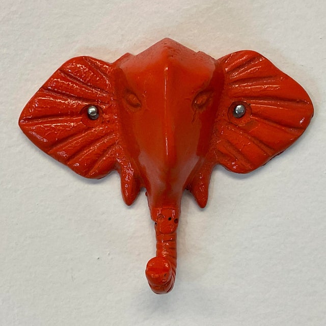 Vintage Cast Iron Elephant Hook, Newly Lacquered in Orange. For Sale - Image 6 of 10