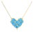 Nina Zhou Fantasy 4.40ctw Turquoise Heart Pendant Necklace in 14k Yellow Gold For Sale