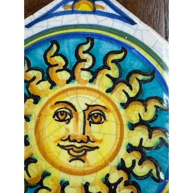 Blue Vietri First Stones Sicilian Sun Wall Plaque For Sale - Image 8 of 12