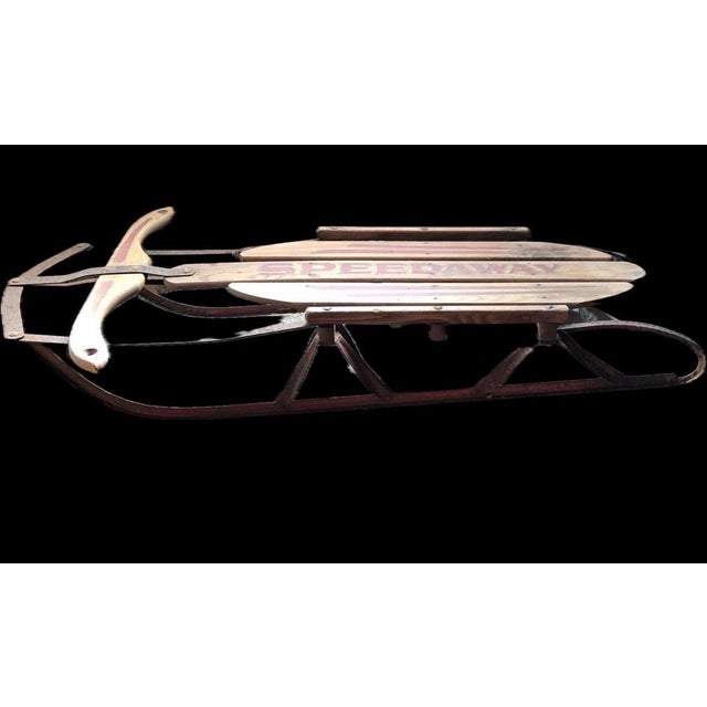 Wood 1950s Vintage Gladding Speedway ~40" Ash Wood & Steel Snow Sled - Pristine Logo For Sale - Image 7 of 8