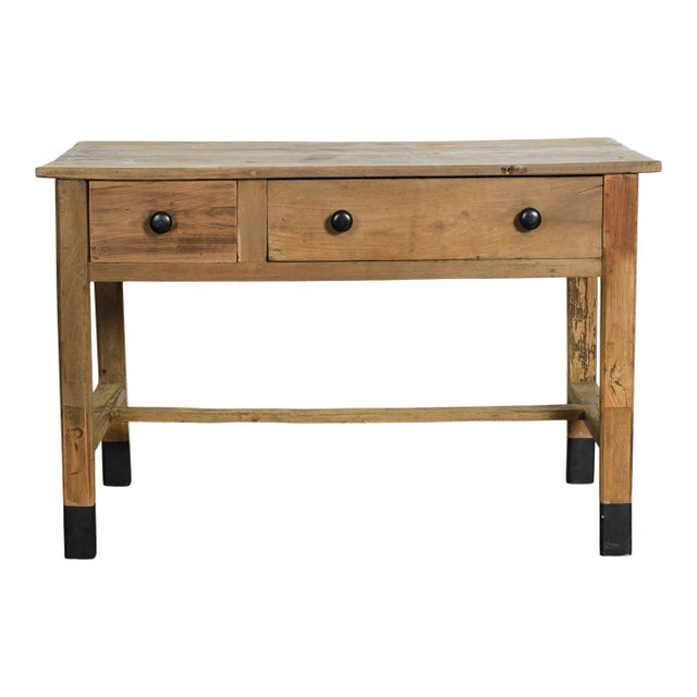 Rustic European Vintage Dutch Wood Table With Drawers For Sale - Image 3 of 6