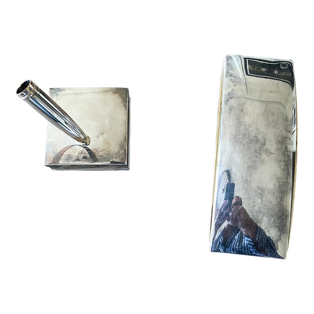 Lalique Montblanc Pen holder and Ink blotter For Sale