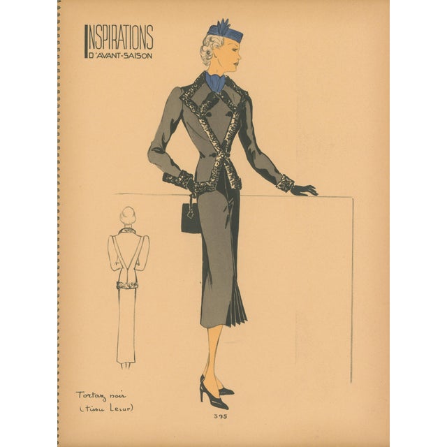 Blue Inspirations D’Avant-Saison - Booklet With 38 Original French Haute Couture Fashion Prints – C. 1938 For Sale - Image 8 of 11