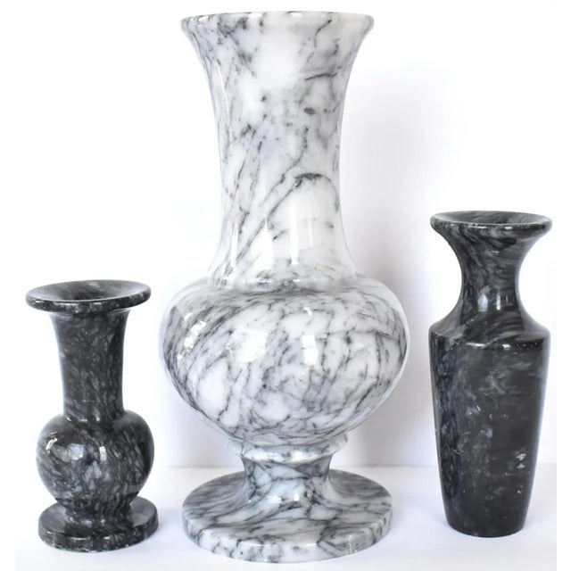 Collection of 3 Vintage Grey Marble Vases For Sale - Image 10 of 11