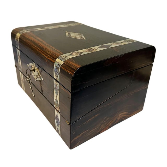 Late 19th Century 19th Century Victorian English Rosewood Inlaid Abalone Writing Box Lap Desk For Sale - Image 5 of 16