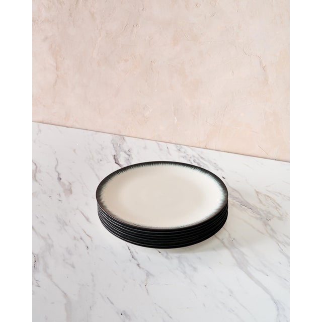 Set of 8 "Variation 3 Dé" Breakfast Plates by Ann Demeulemeester for Serax, crafted in white glazed porcelain with a hand-...