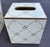 Ivory Allen G Designs Hand-Painted Ivory & Gold Wastebasket & Tissue Box Set For Sale - Image 8 of 11