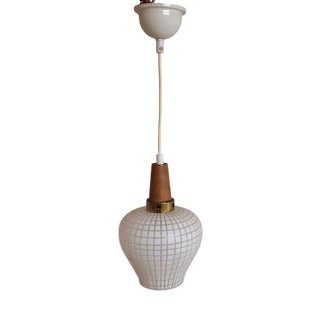 Vintage Ceiling Lamp with White Patterned Glass Shade, 1970s For Sale