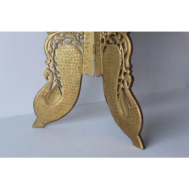 1970s Circular Anglo-Indian Brass Finish Wood Side Table For Sale - Image 10 of 11