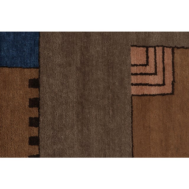 Rug & Kilim’s French Art Deco Style Rug in Brown With Geometric Patterns For Sale In New York - Image 6 of 7