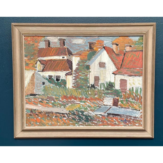 Birger Skarp, Houses, 1950s, Oil Painting on Canvas, Framed For Sale - Image 5 of 17