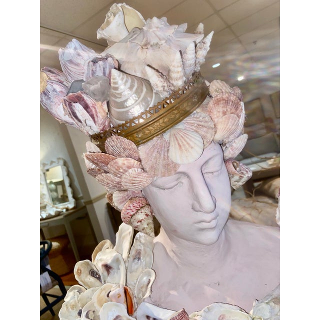 Shell Encrusted Bust by May River Neptune - Custom Painted in Farrow ...