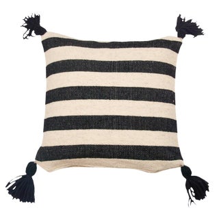 Mexican Black & White Wool Throw Pillow For Sale