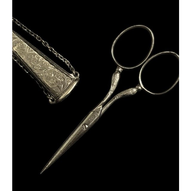 Victorian Jewelry Chatelaine With Five Notions/Accessories Hallmarked English Sterling For Sale - Image 9 of 16