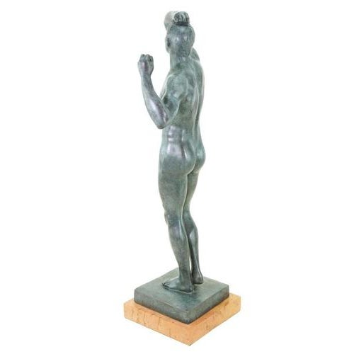 Modern Green Patinated Nude Sculpture, 20th Century, Bronze For Sale - Image 6 of 8