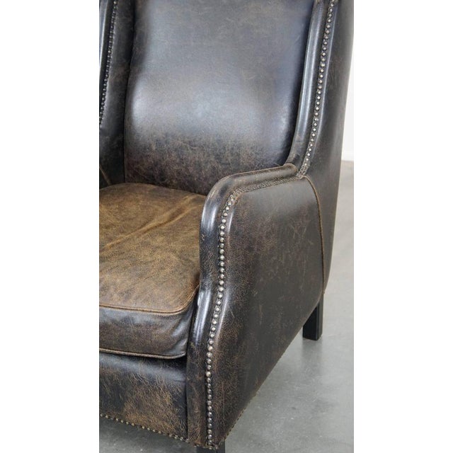 Set of Black Cowhide Leather Chairs For Sale - Image 11 of 12