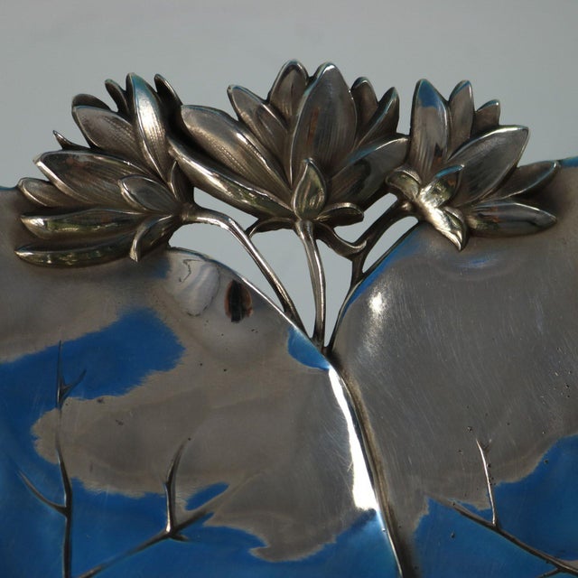 Silver Art Nouveau WMF Fairy With Dove, Lily Visiting Card Tray For Sale - Image 8 of 11