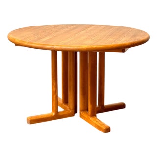 Danish Round Dining Table in Elm For Sale
