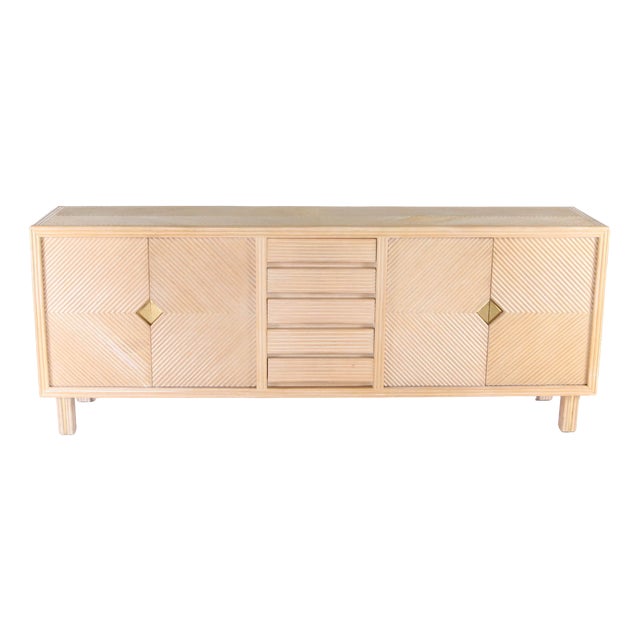 Rattan and Brass Sideboard, 1970s For Sale