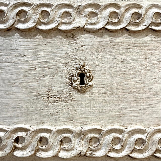 Rare Pair of 19th Century Carved Painted Gustavian Dresser Commodes For Sale - Image 9 of 16