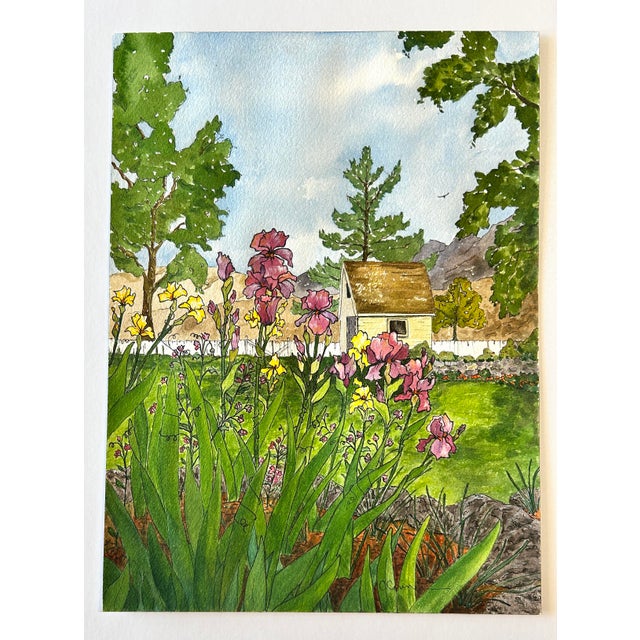 2020s “Larkspur Hill Flower Shop”Watercolor Ink and Wash Painting Giclee Print For Sale - Image 5 of 12