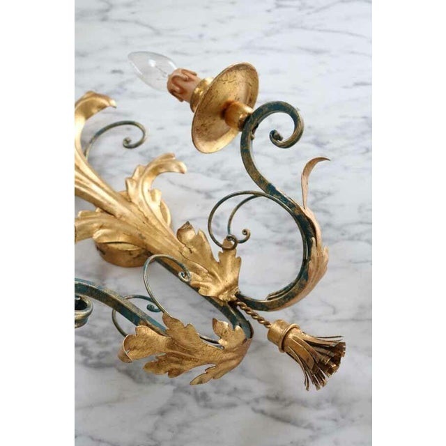 Metal Florentine Hollywood Regency Wall Sconce by Hans Kögl, 1970s For Sale - Image 7 of 8