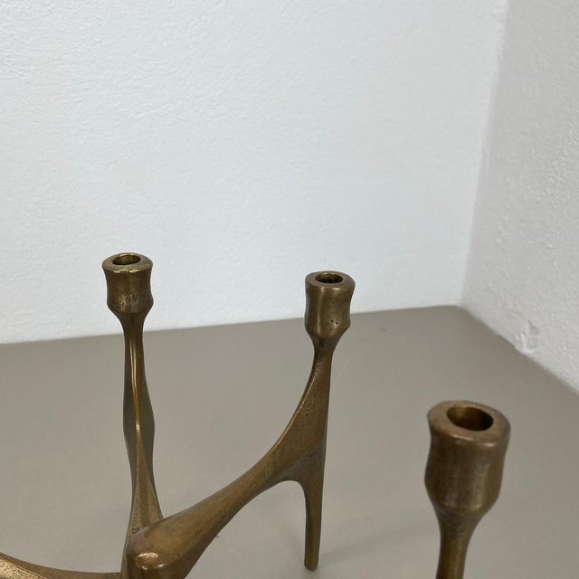 Metal Large Mid-Century Modern Brutalist Bronze Candleholder by Michael Harjes, Germany, 1960 For Sale - Image 7 of 15