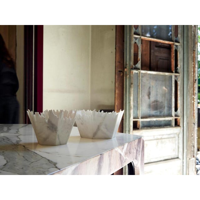 Drap B Hexagonal Decorative Bowl in White Carrara Marble by Bufalini Marmi For Sale - Image 18 of 18