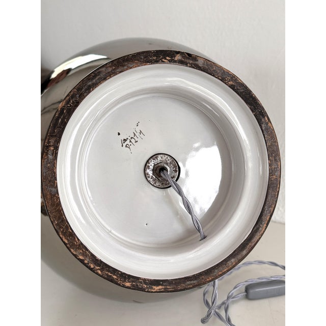 Mid-Century Italian Ceramic Table Lamp in Silver Metallic by Ugo Zaccagnini, 1970s For Sale - Image 14 of 15