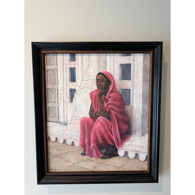 A stunning original oil on canvas by contemporary artist David C. Fisher, signed and dated 2015. This evocative figurative...