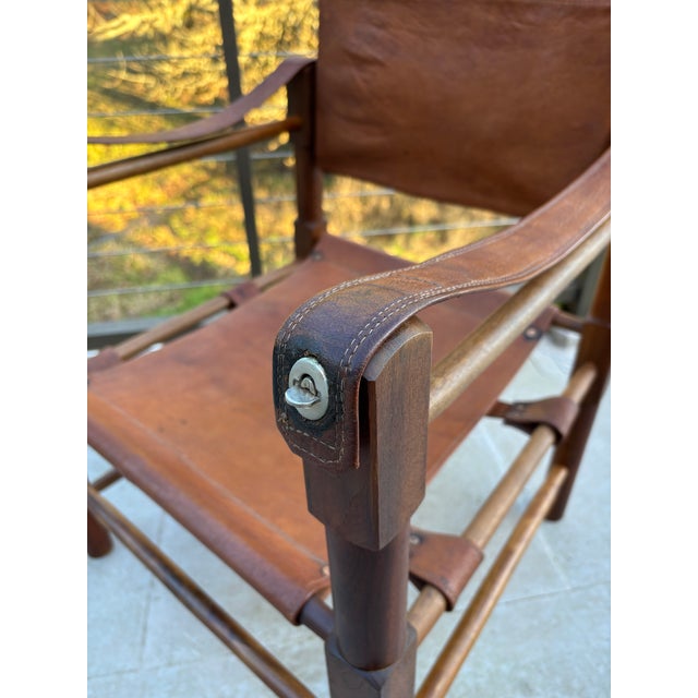 1920s Vintage 1920s Roorkee Safari Chairs Set of 4 Brown Leather & Wood, Handmade For Sale - Image 5 of 12