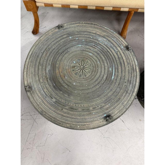 1950s 2 Southeast Asian Bronze Rain Drums with Great Patina For Sale - Image 14 of 18