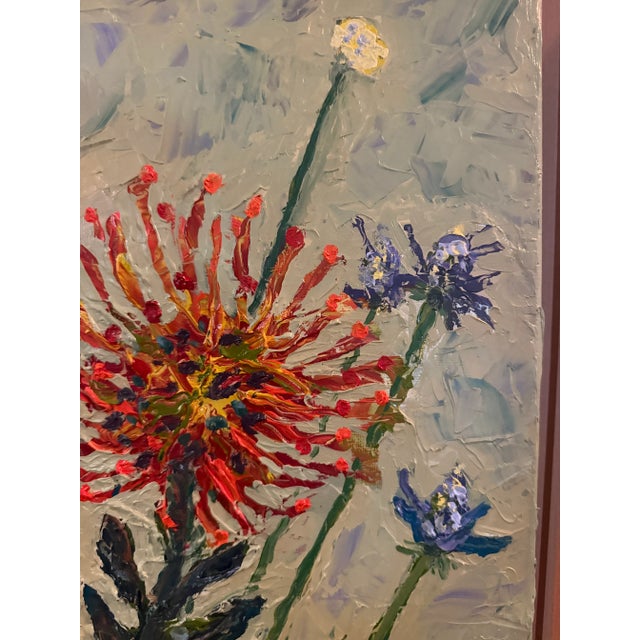 Title: Stems and Stars Artist: Kristin Fairfield Medium: Oil on Canvas This piece captures a playful, untamed...