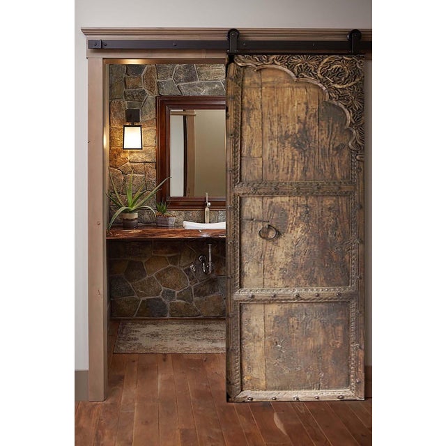 Indo-Mughal Arch Double Door – Hand-Carved Solid Wood Panels For Sale - Image 6 of 12