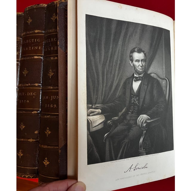 Fine leather bindings - Civil War era books - "Eclectic Magazine" published in New York City - 7 volumes. Various dates -...
