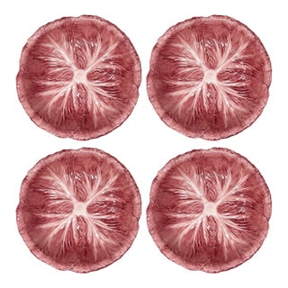Radicchio Hand-Painted Ceramic Soup Bowls, Set of 4 — The Mane Lion, Made in Italy For Sale