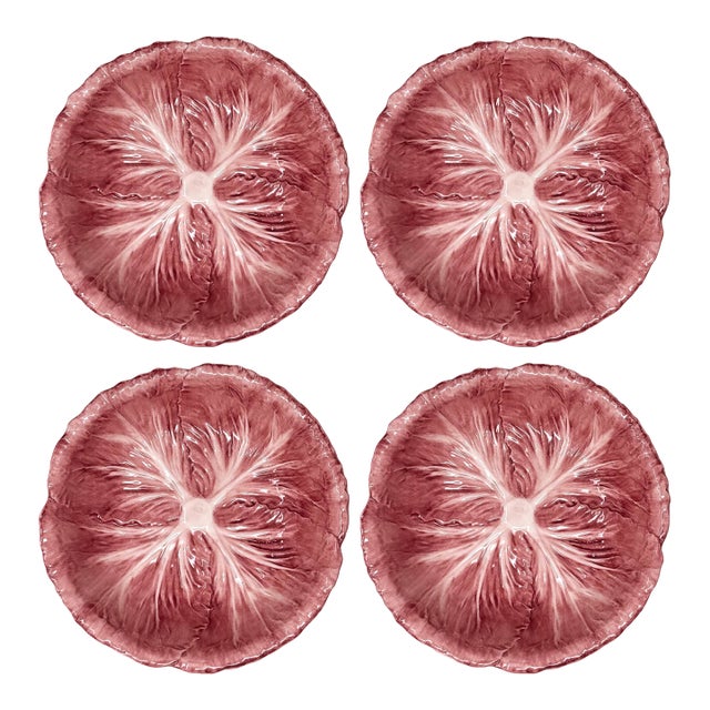 Radicchio Hand-Painted Ceramic Soup Bowls, Set of 4 — The Mane Lion, Made in Italy For Sale