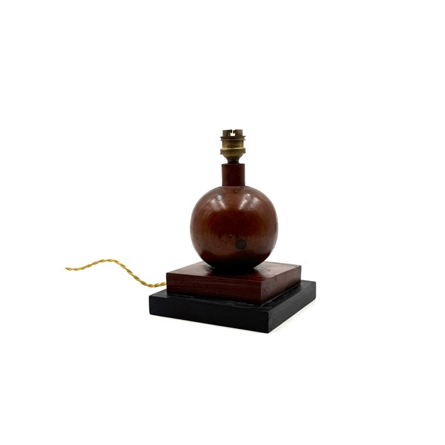 Vintage French Art Deco Wood Table Lamp, 1930s For Sale - Image 6 of 12