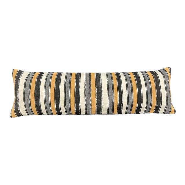 Turkish Hemp Pillow Cushion Natural Beige Brown Cushion Cover 14"x45" For Sale
